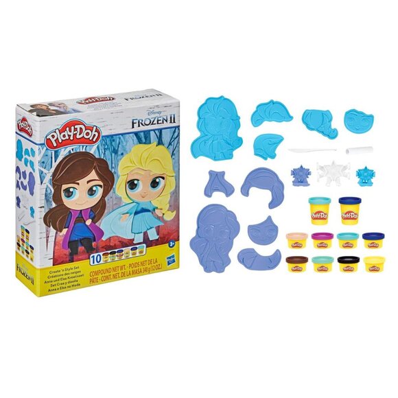Brand New ❄️Play-Doh Frozen Anna & Elsa Create Set/ BONUS: 2 extra Play-Doh cans - Picture 1 of 10